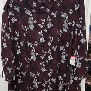 Attention Burgundy Floral Blouse